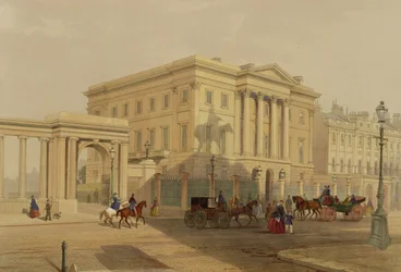 Exteriér domu Apsley, 1853, J. Dillon (tisk)